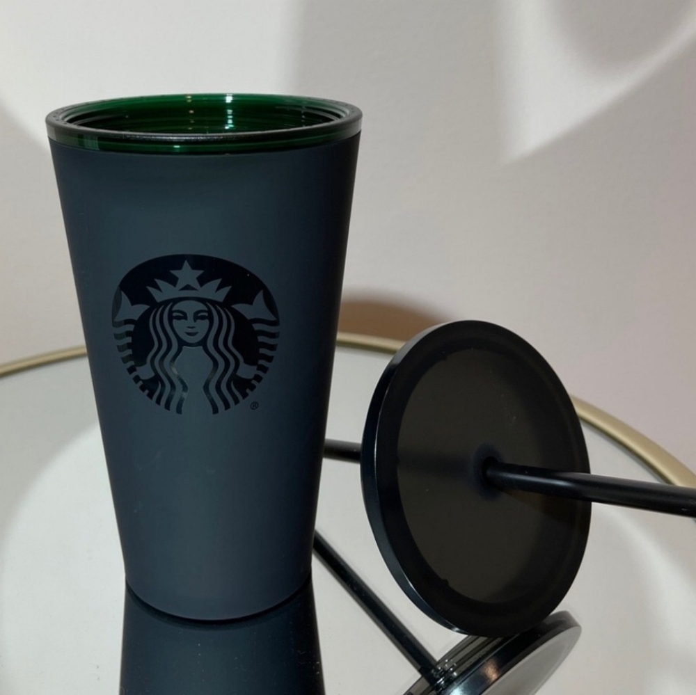 Starbucks 16 Oz. Black Matte Soft Touch Tumbler W/ Straw